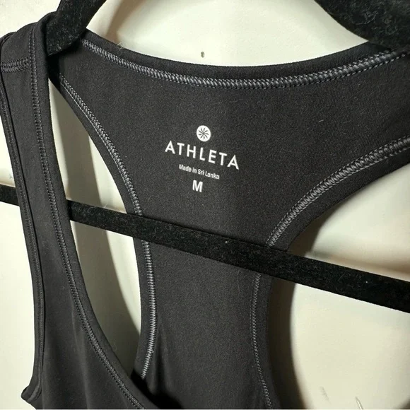 Athleta Racerback Stretch Cotton Blend Tank Top Black - Picture 2 of 3